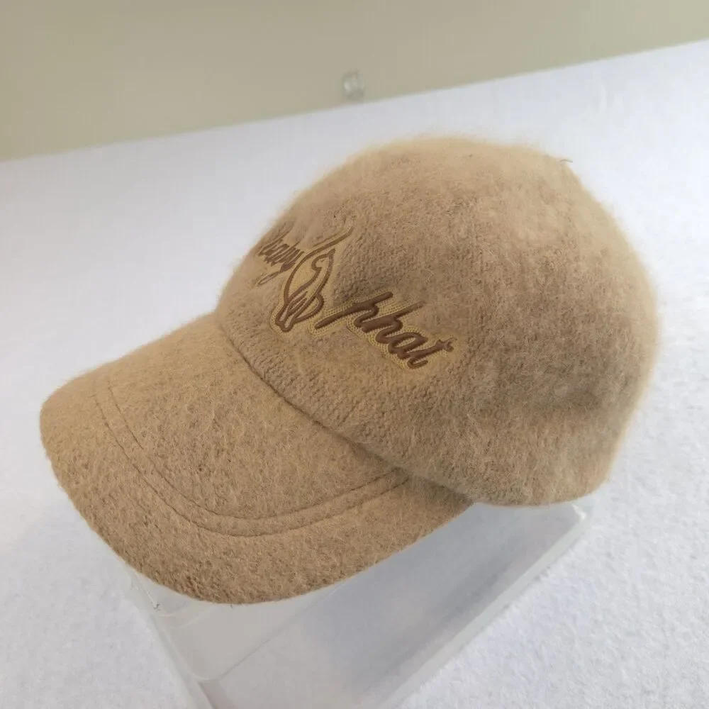 Vintage Y2K Baby Phat Hat Fuzzy Cat Logo Tan Hip Hop 00s Rare